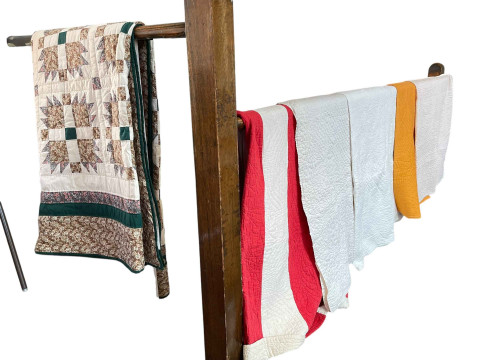 Collection of six various quilts including Durham, modern patchwork, etc.