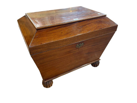 19th Century mahogany sarcophagus shaped cellerette, 50cm by 61cm by 45cm.