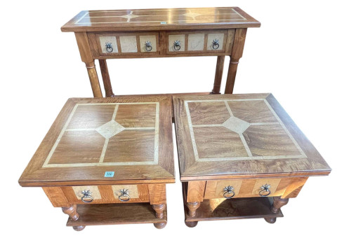 Barker & Stonehouse Flagstone two drawer console table with undershelf,...
