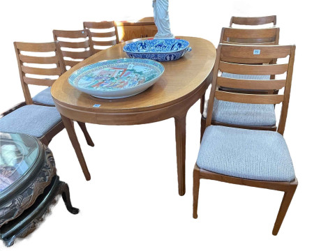 Teak eight piece dining suite comprising long john sideboard, 80cm by...