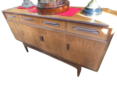 G Plan teak sideboard, 84.5cm by 152cm by 46cm.