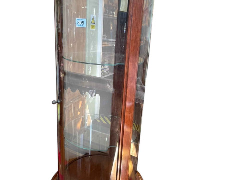 Cylindrical display cabinet with two adjustable shelves, 88cm by 41cm...