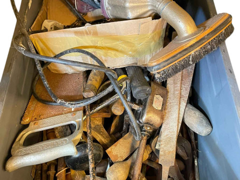 Collection of tools, wooden chest, etc. thumbnail