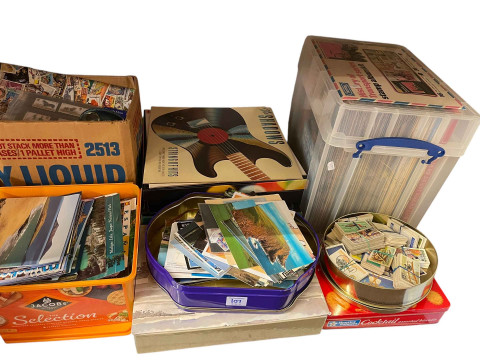 LP records, postcards, cigarette cards, costume jewellery, etc. thumbnail