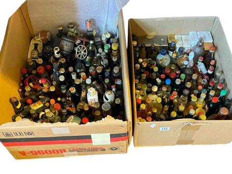 Two boxes of spirit miniatures, approximately 200.