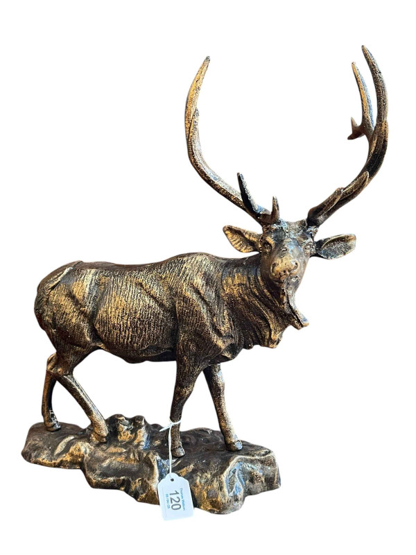 Bronzed model of a stag, 43cm high.