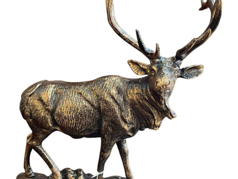 Bronzed model of a stag, 43cm high.