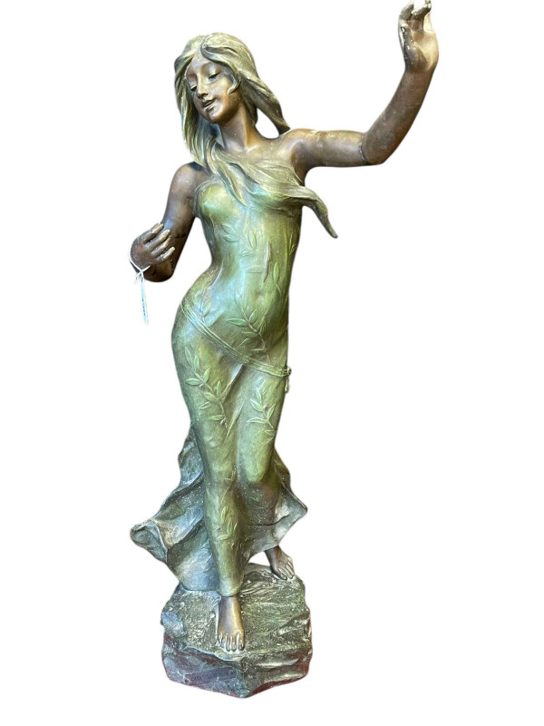 Large metal classical woman lamp base, 77cm.