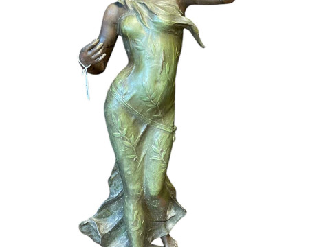 Large metal classical woman lamp base, 77cm.
