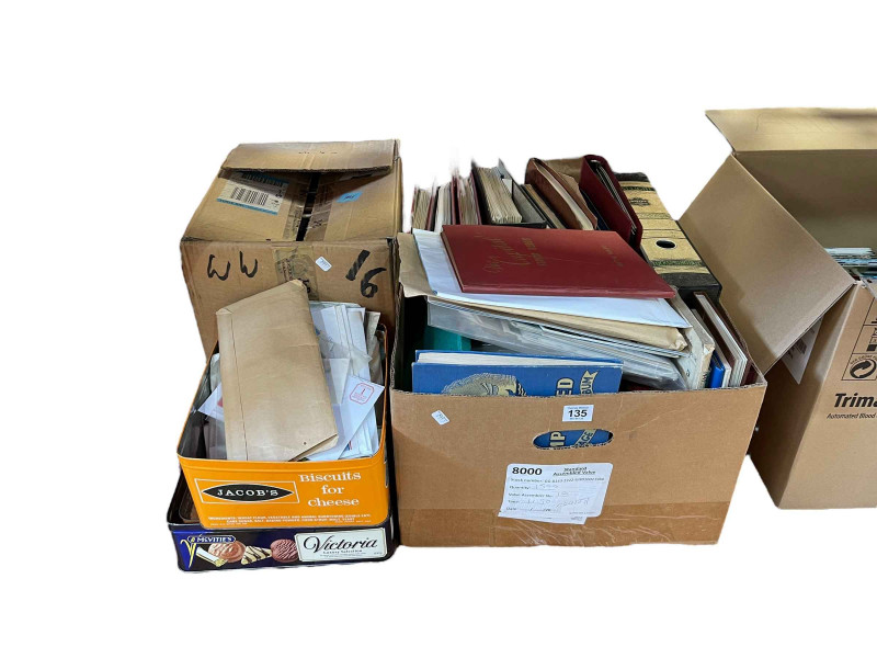 Collection of predominately GB stamps inc Penny Black plate S. K., Royal Mail presentation packs (post and pre 1970s), MNH GB stamps with face value in albums, various commemorative FDCs, catalogues, interesting postmarks etc.