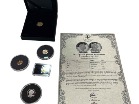 Collection of small gold coins inc The Hand of the Faith Nugget by The...