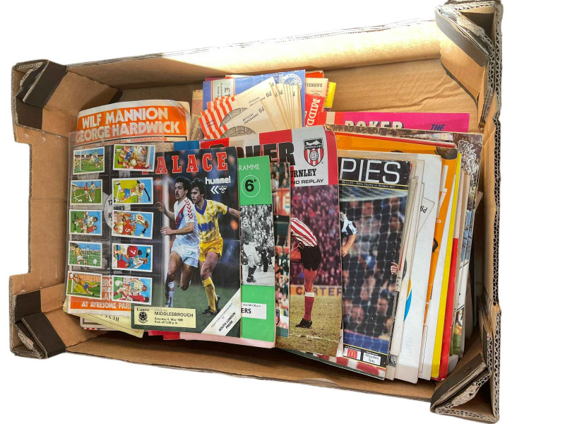 A collection of football programmes dating c1960s onwards. Including Wembley finals, Wilf Mannion George Hardwick Official Testimonial signed programme, international matches, Sunderland Season 1960s etc.