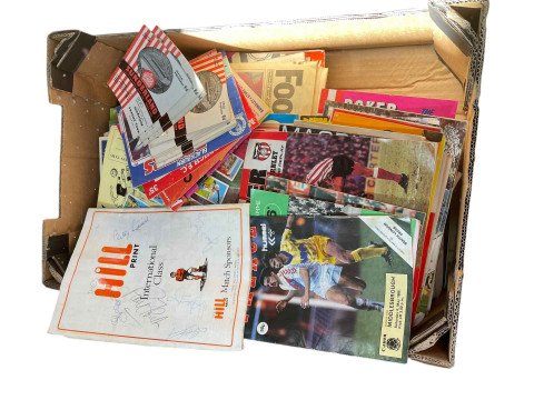 A collection of football programmes dating c1960s onwards. Including Wembley finals, Wilf Mannion George Hardwick Official Testimonial signed programme, international matches, Sunderland Season 1960s etc. thumbnail