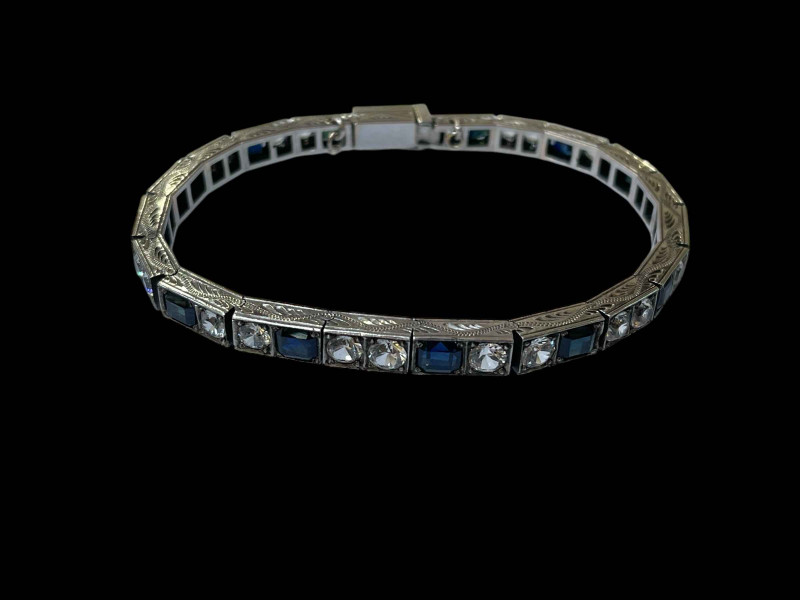 Sapphire and white metal bracelet.