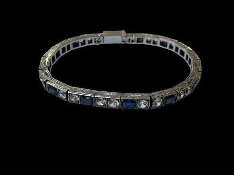Sapphire and white metal bracelet.