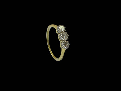 Diamond three stone 18 carat gold and platinum ring, size I. thumbnail