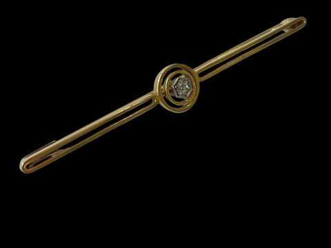 15 carat diamond set yellow gold bar brooch.
