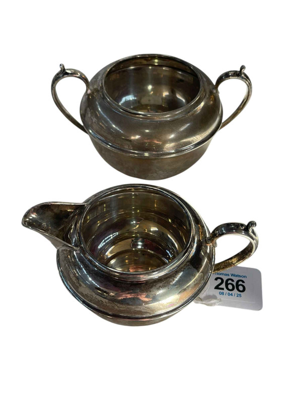 Silver sugar and cream, Sheffield 1923 and 1957.