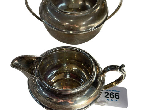 Silver sugar and cream, Sheffield 1923 and 1957.