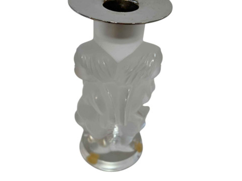Lalique cherub candlestick with silver plated top, 14cm. thumbnail