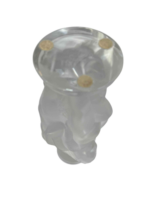 Lalique cherub candlestick with silver plated top, 14cm.