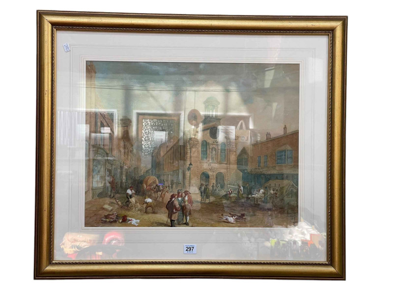 The Old Moot Hall, Leeds, watercolour and gouache, monogrammed lower right, 40.5cm by 53cm, in gilt frame.