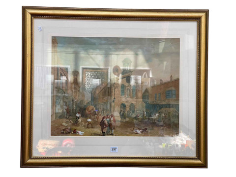 The Old Moot Hall, Leeds, watercolour and gouache, monogrammed lower right,...