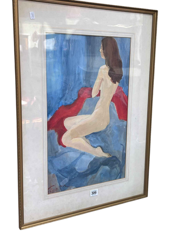 Pal Fried 1893-1976, Female Nude Study, signed lower left, 50cm by 30.5cm, framed.