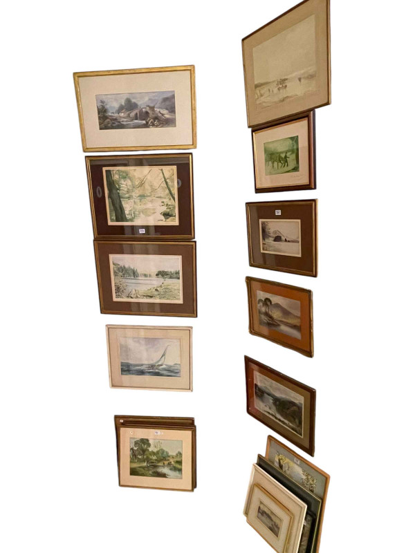 Collection of seventeen various paintings and prints including landscape watercolours, limited edition prints, etc.