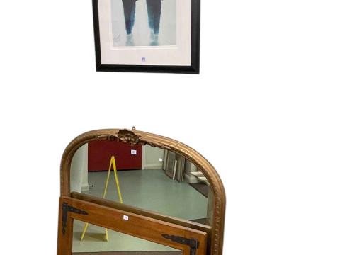 Painted gilt framed arched top overmantel mirror, Laura Ashley Portobello...