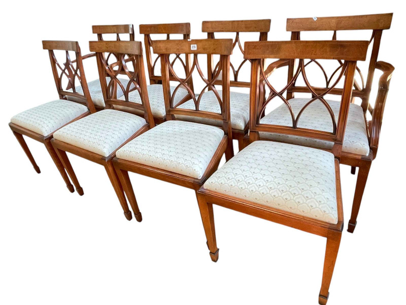 Charles Barr Reproductions a set of eight mahogany dining chairs including pair carvers.