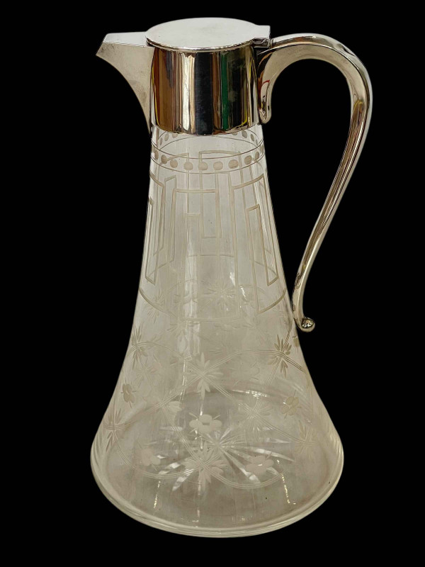 Edwardian silver mounted claret jug, Birmingham 1906, 24.5cm.