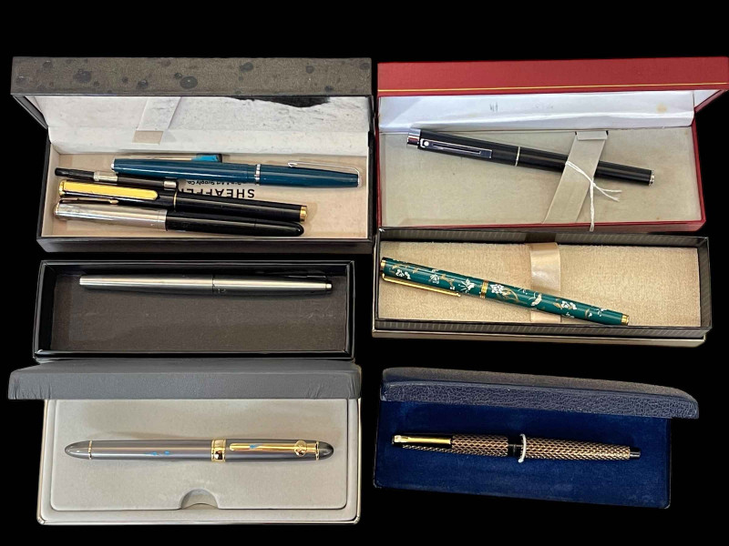 Collection of eight pens including Lady Sheaffer, Parker, etc.