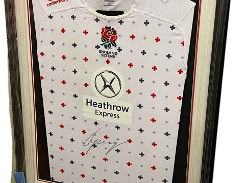 England IRB 7's playing shirt. Signed and donated by Alex Gray. IRB World...