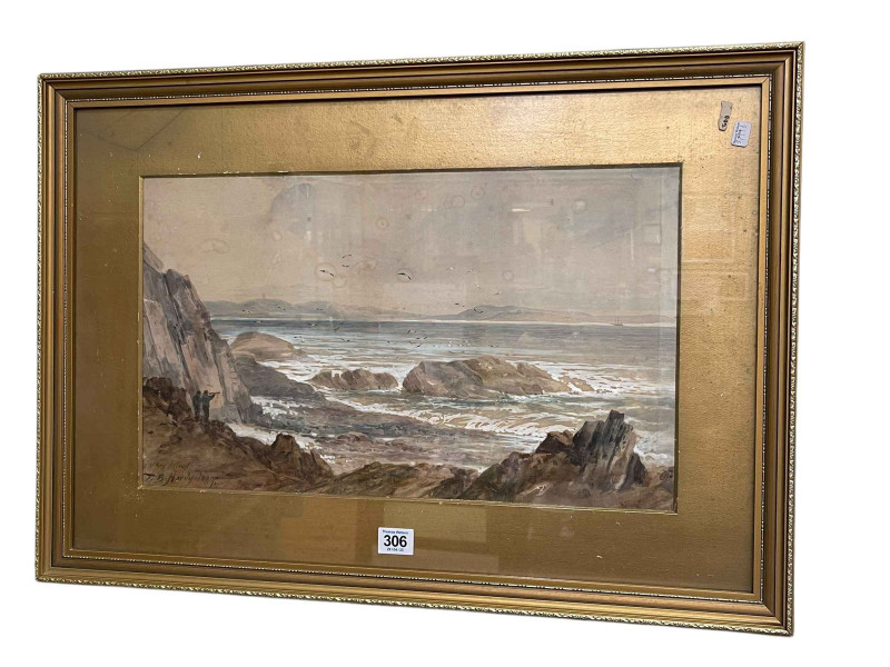 Thomas Bush Hardy (1842-1897), Dalkey Island, watercolour, signed, titled and dated 1889 lower left, 27.5cm by 46.5cm, in gilt glazed frame.