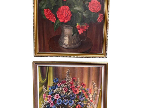 Waldron West, two still life oils on canvas, both signed lower right,...