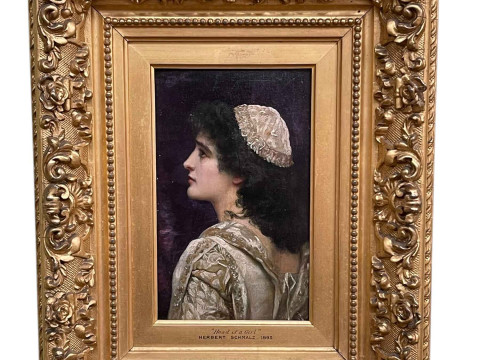 Herbert Schmazz (1856-1935), Head of a Girl, signed top right, oil on...