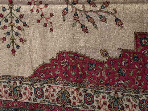 Traditional wool carpet with central medallion 3.57 by 3.20. thumbnail