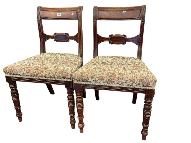 Early 20th Century oak roll top desk-open bookcase, oak barley twist gate leg table and pair Victorian mahogany bar back dining chairs (4).