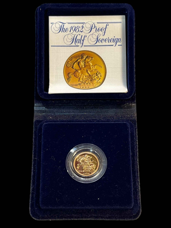 1982 Royal Mint gold proof half sovereign.