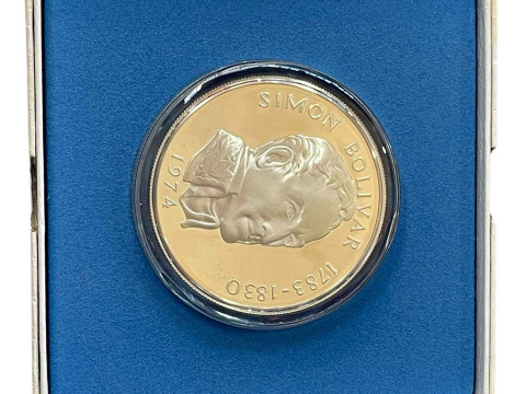Panama 1974 20 balboas sterling silver proof with certificate. thumbnail