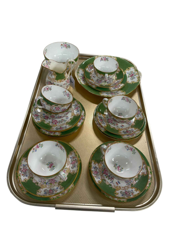 Minton Green Cockatrice twenty two piece tea set.