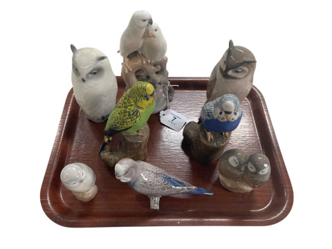Royal Copenhagen birds including Owls and Parakeets (18).