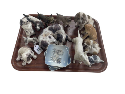 Collection of twelve mostly Royal Copenhagen dogs including Resting Pointer,...