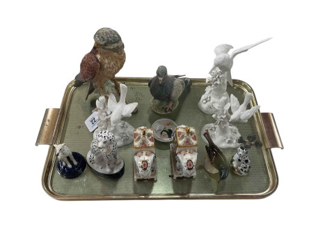 Tray lot with two Royal Worcester Nelson Elephant, Staffordshire Dalmatians,...