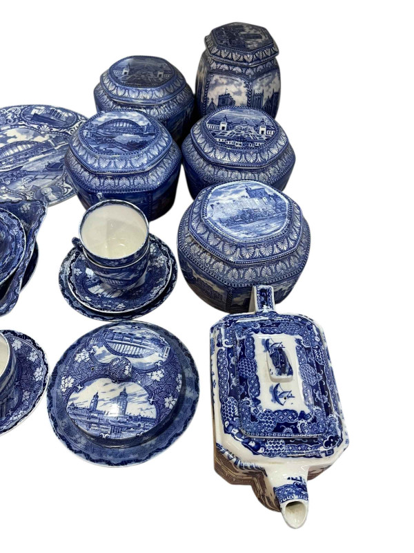 Collection of Maling North East Exhibition 1929, Ringtons Maling Ware ginger jars, etc.