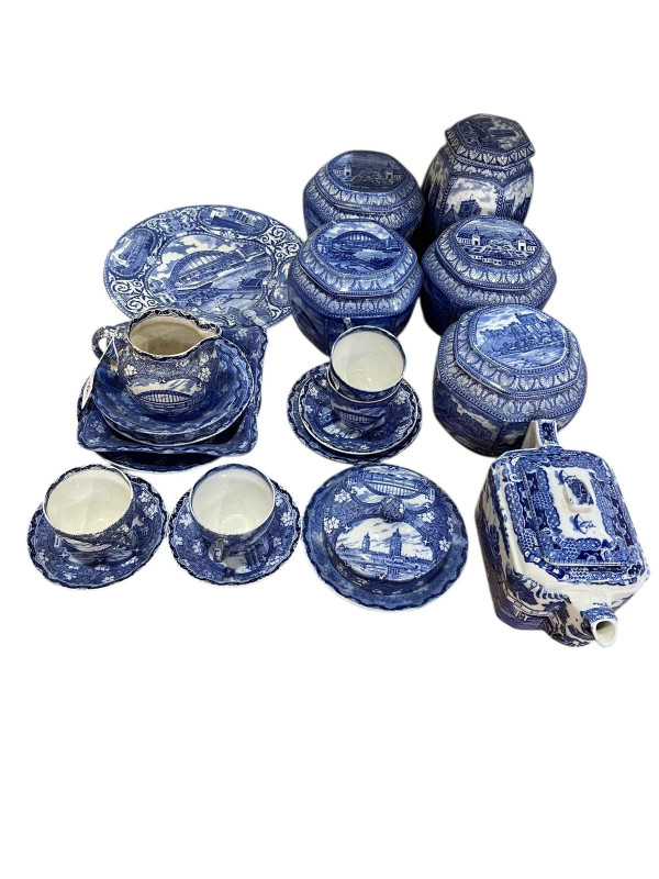 Collection of Maling North East Exhibition 1929, Ringtons Maling Ware ginger jars, etc.