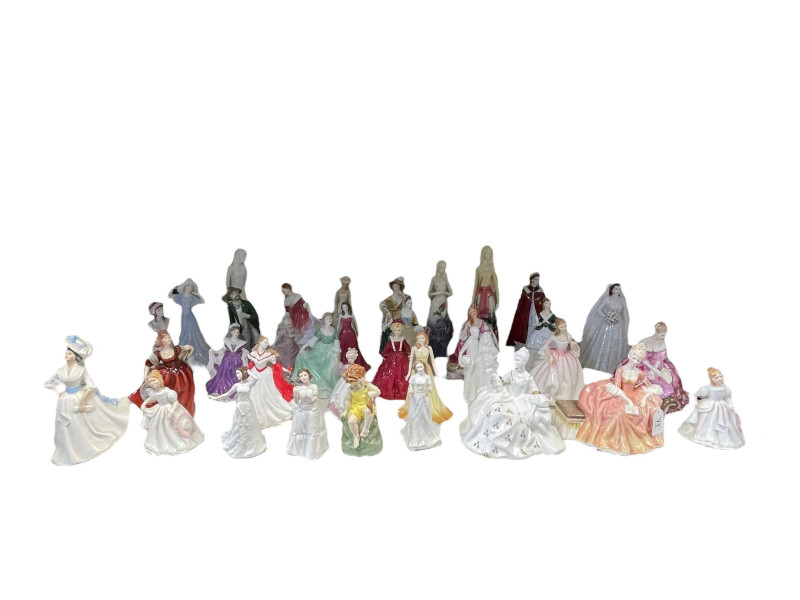 Collection of lady figurines including Royal Doulton, Peggy Davies, Old Tupton ware, etc.