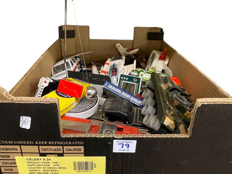 Snoopy telephone, Snoopy money boxes, stoneware jar, barometers, die-cast vehicles, etc. thumbnail