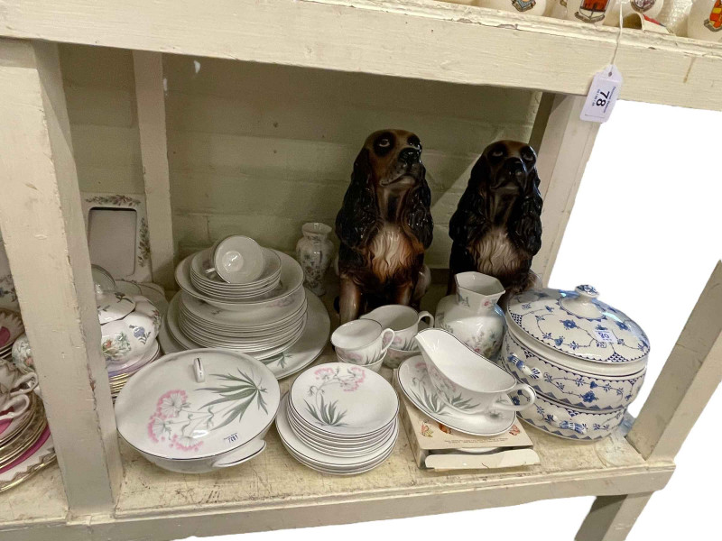 Collection of Aynsley, Shelley, two Spaniel Dog sculptures, etc.